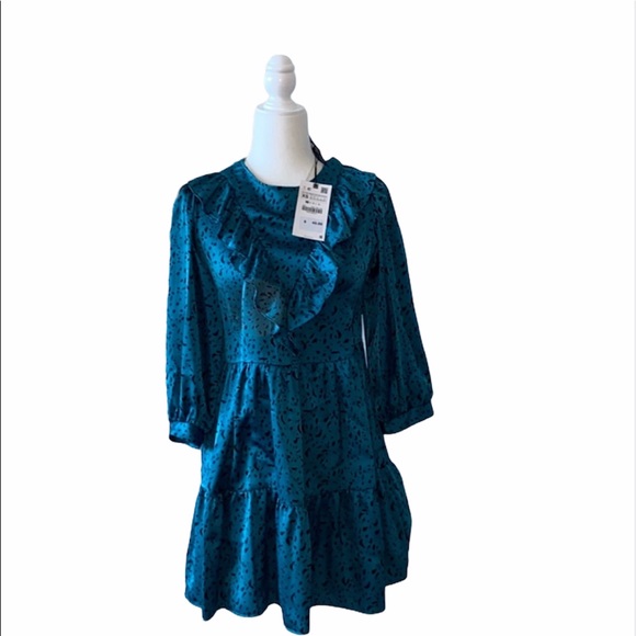 Zara - Green Blue Black Leopard Dress - Picture 4 of 13